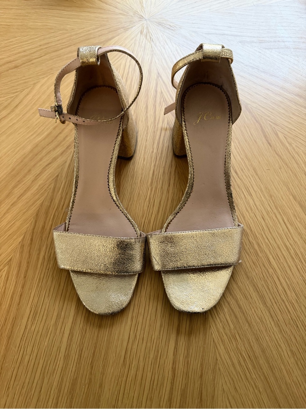 J. Crew Metallic Gold Block Heel Sandals